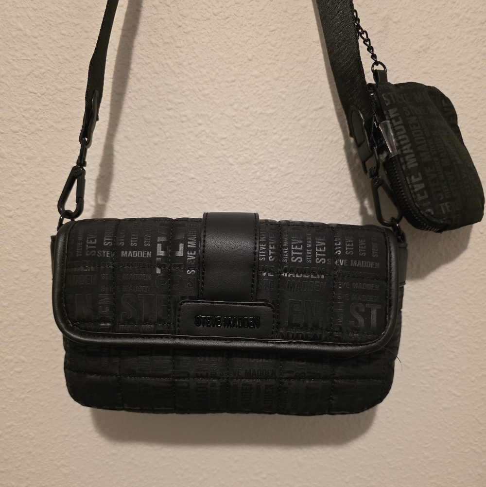 Steve Madden Textured Black Shoulder Bag